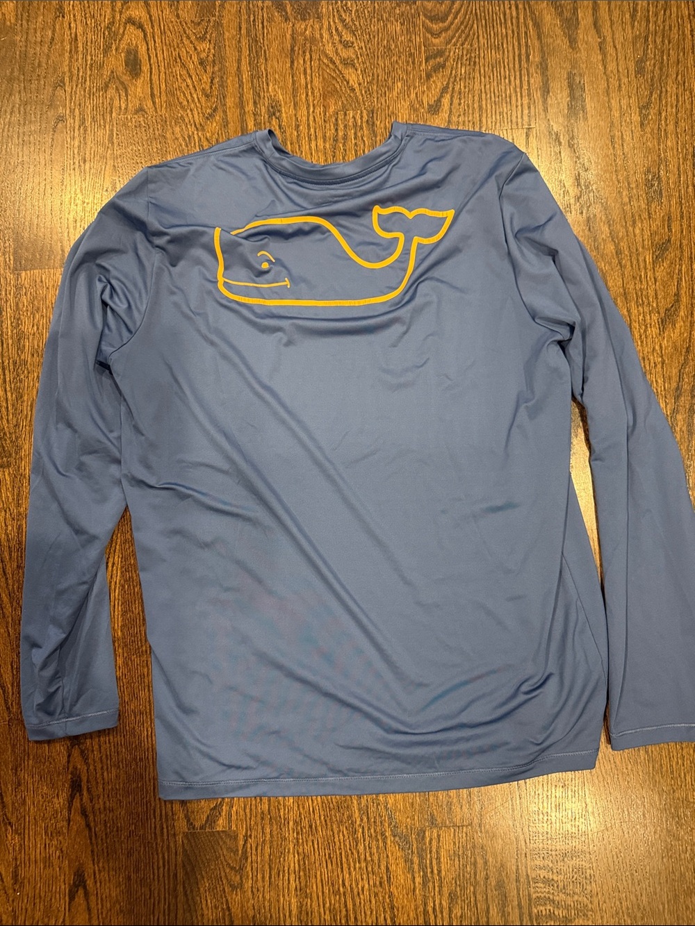 Vineyard Vines Long-Sleeve Whale Graphic Shirt in Slate Blue with Yellow boys